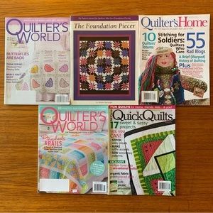 5 “April-May-Spring-Summer” Quilting Magazines.
